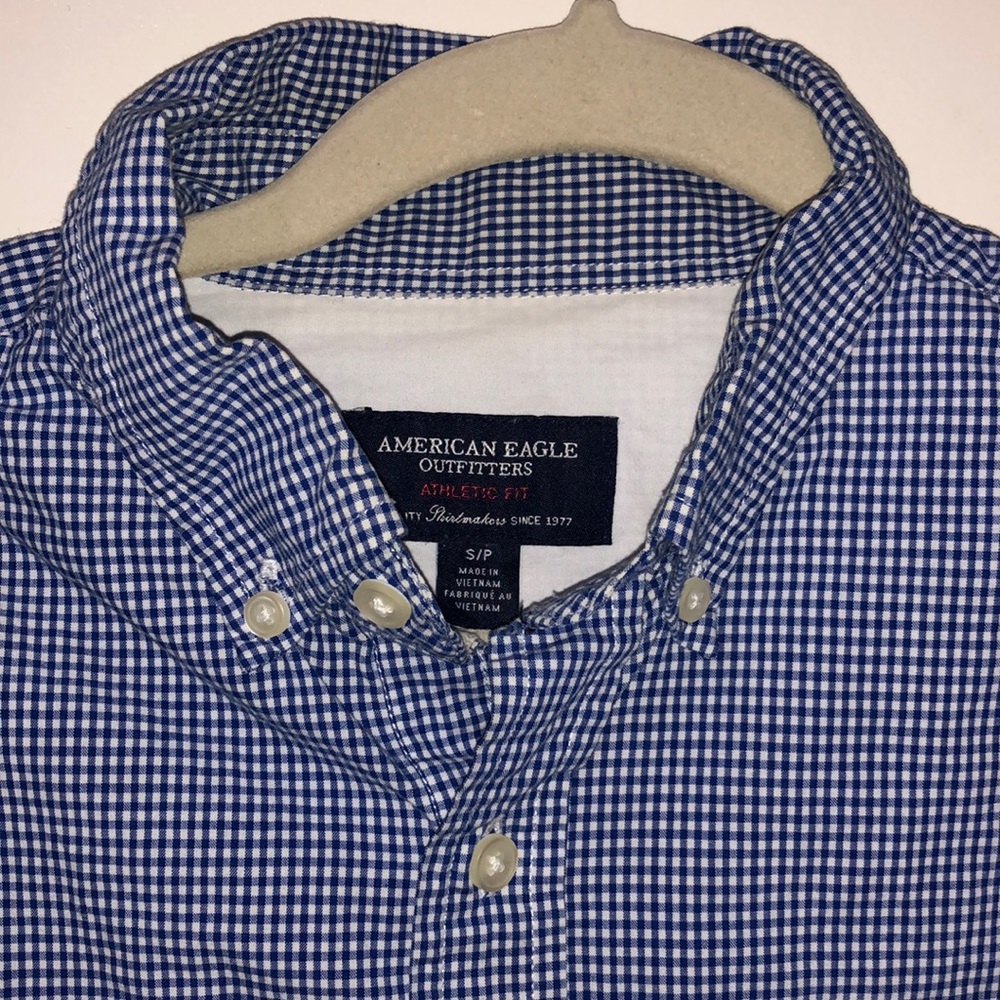 Aeo Blue Gingham Button Down - image 3